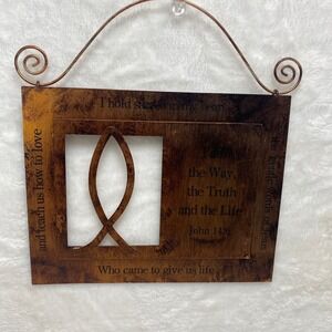 Copper Religious Wall Art John 14:6‎ Fish Symbol Christian Home Decor Rustic